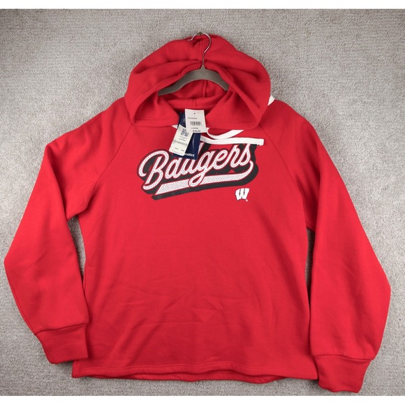 NWT Fanatics Wisconsin Badgers Hoodie Sweatshirt Women's Large Red - Picture 1 of 5